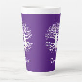 Paarse en witte levensboom latte mok (Voorkant)