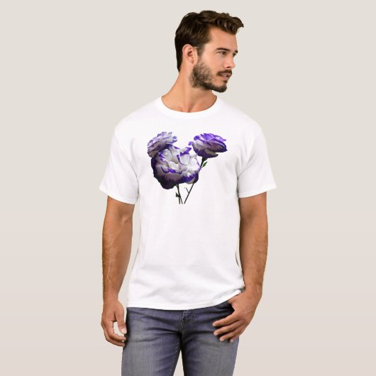 Paarse en witte Lisianthus T-shirt (Voorkant volledig)