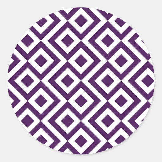 Paarse en witte mander ronde sticker (Voorkant)