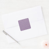Paarse en witte mander vierkante sticker (Envelop)