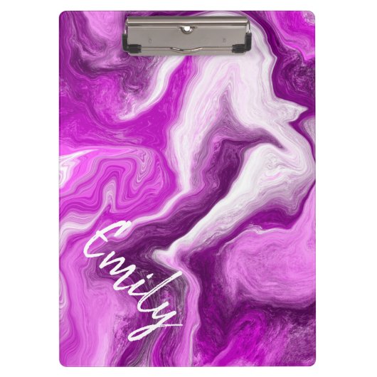 Paarse en witte marmer Swirls gepersonaliseerd Klembord (Voorkant)