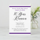 Paarse en witte minimalistische 10 jaar klasse reü kaart (Staand voorkant)