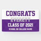 Paarse en Witte Minimalistische GraduPartij Spandoek (Horizontaal)