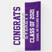 Paarse en Witte Minimalistische GraduPartij Spandoek (Verticaal)