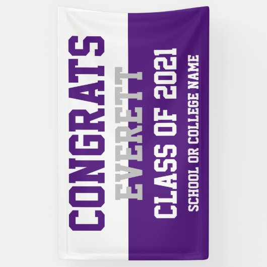 Paarse en Witte Minimalistische GraduPartij Spandoek (Verticaal)