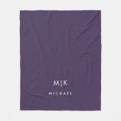 Paarse en witte | Modern Monogram Fleece Deken (Voorkant)