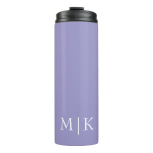 Paarse en witte Modern Monogram Thermosbeker