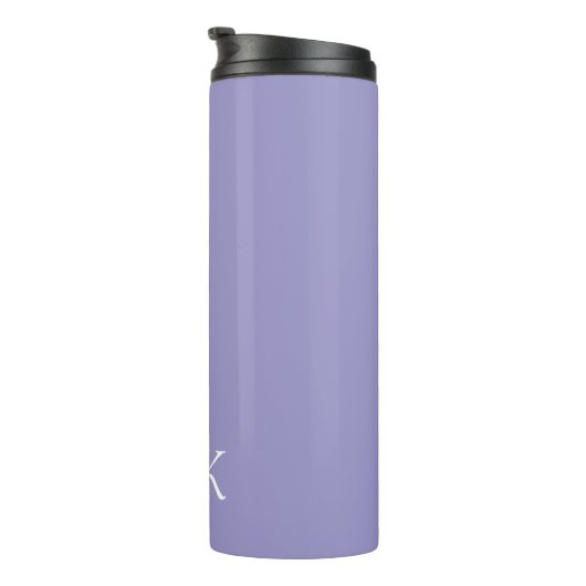 Paarse en witte | Modern Monogram Thermosbeker (Geroteerd rechts)