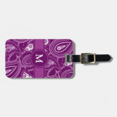 Paarse en witte paisley bagagelabel (Voorkant horizontaal)