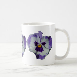 Paarse en witte pansieën, kleurrijke Floral Koffiemok