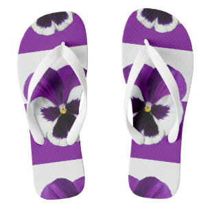 Paarse en witte Pansy Teenslippers