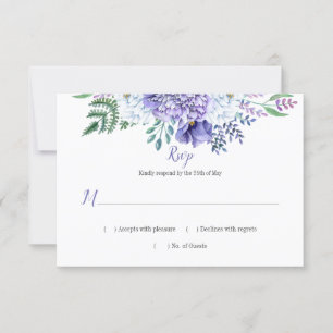 Paarse en witte pioenen papaver groen RSVP Kaartje