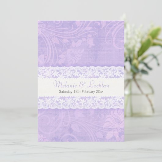 Paarse en witte plek officiële trouwuitnodiging kaart (Staand voorkant)