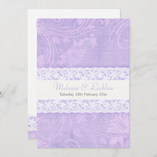 Paarse en witte plek officiële trouwuitnodiging kaart (Voorkant / Achterkant)