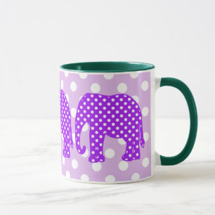 Paarse en witte poka Dots Elephant Mok