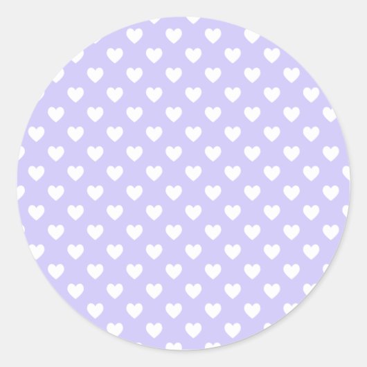 Paarse en witte pokadot Harten blanco Ronde Sticker (Voorkant)