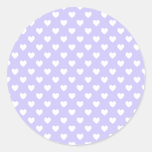 Paarse en witte polka stip harten blanco ronde sticker