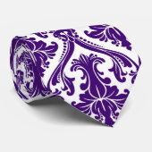 Paarse en witte retro damast patroonschaduw stropdas (Opgerold)