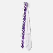 Paarse en witte retro damast patroonschaduw stropdas (Achterkant)