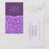 Paarse en witte Retro Paisley Ham Pattern Design Visitekaartje (Voorkant / Achterkant)