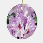Paarse en witte rododendronbloemen keramisch ornament (Links)