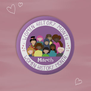 Paarse en witte ronde pin voor de maand van de vro button 5,7 cm