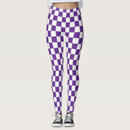 paarse en witte schaakbordpatroon leggings