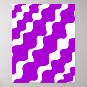 Paarse en witte schuine golven patroon poster