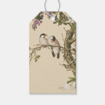 Paarse en witte seringen met vogel Chinees antiqui