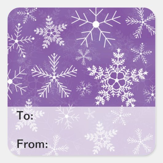 Paarse en witte sneeuwvlok Pattern Gift Labels (Voorkant)
