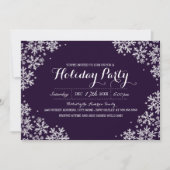 Paarse en witte Snowflake Holiday Party nodigt uit Kaart (Voorkant)