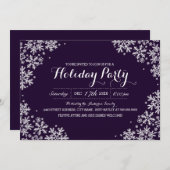 Paarse en witte Snowflake Holiday Party nodigt uit Kaart (Voorkant / Achterkant)