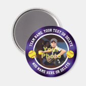 Paarse en witte, Softball Thapon Favors Magneet (Voorkant / Achterkant)