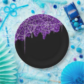 Paarse en witte spiderweb Halloween Papieren Bordje (Feest)
