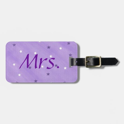 Paarse en witte sterren mevrouw Bagagelabel (Voorkant horizontaal)