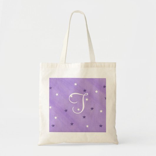 Paarse en witte sterren, monogram canvas tassen (Voorkant)