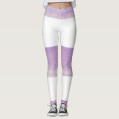 Paarse en witte streep leggings (Voorkant)