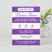 Paarse en witte strepen - Bachelorette-uitnodiging Kaart (Staand voorkant)