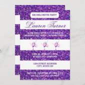 Paarse en witte strepen - Bachelorette-uitnodiging Kaart (Voorkant / Achterkant)