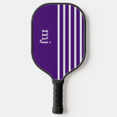 Paarse en witte strepen met monogram pickleball paddle (Achterkant)