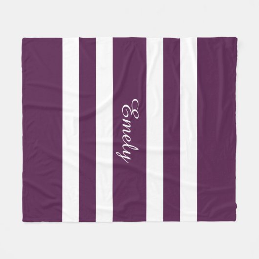 Paarse en witte strepen, patroonnaam afdrukken fleece deken (Voorkant (Horizontaal))