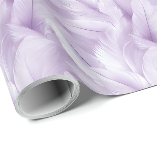 Paarse en Witte Veer Patroon Bruid Cadeaupapier (Rol Hoek)