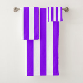 Paarse en witte verticale strepen bad handdoek