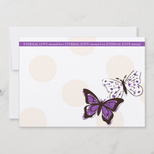 Paarse en witte vlinderwedstrijd kaart (Achterkant)