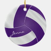 Paarse en witte volleybal 2 | DIY-naam Keramisch Ornament (Achterkant)