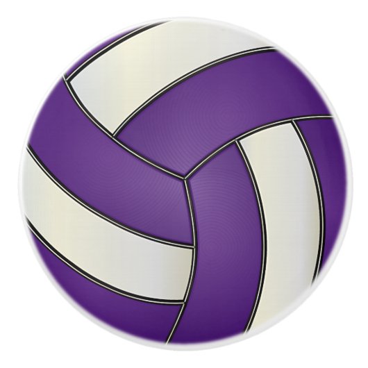 Paarse en witte volleybal keramische knop (Voorkant)