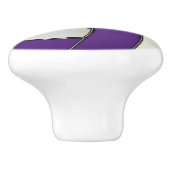 Paarse en witte volleybal keramische knop (Zijkant)