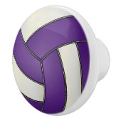Paarse en witte volleybal keramische knop (Rechts)