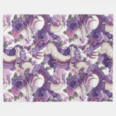 Paarse en witte wasbakken en Rozen Vluchten Blanke Fleece Deken (Voorkant (Horizontaal))