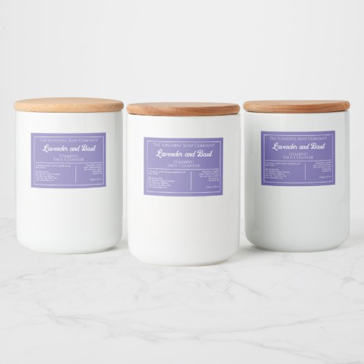 Paarse en witte waterdichte zeep productetiket voedselcontainer etiket (Flessen)